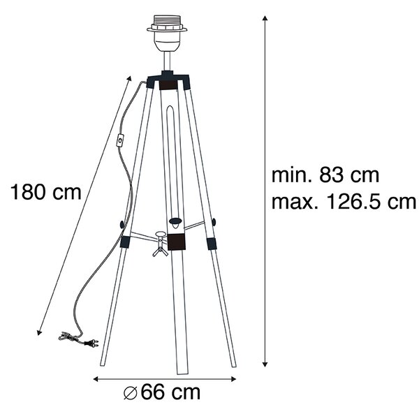Stojaca lampa čierna bez tienidla - Tripod