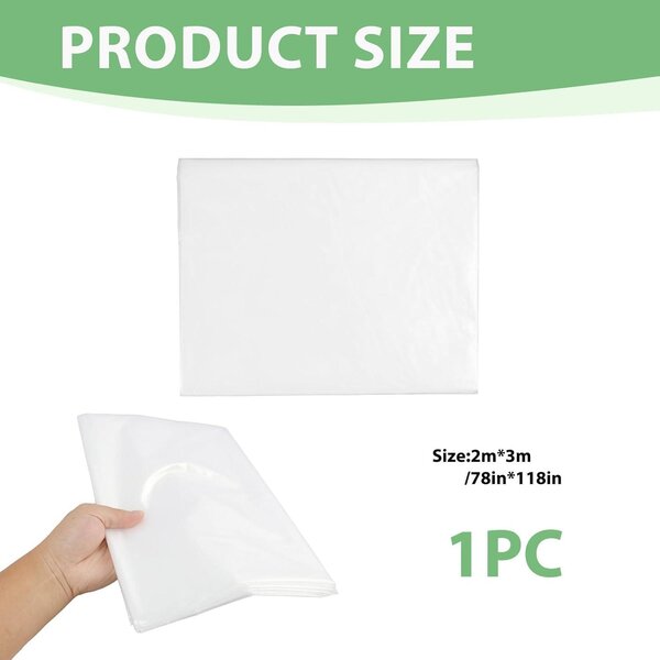 Polyetylénová plachta 2 m x 3 m, priehľadná, pre skleník, 250Mu, UV odolná, vodotesná
