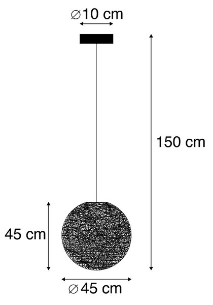 Závesné svietidlo čierne 45 cm - Corda