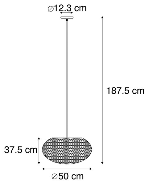 Rustikálne závesné svietidlo biele 50 cm - Corda Flat