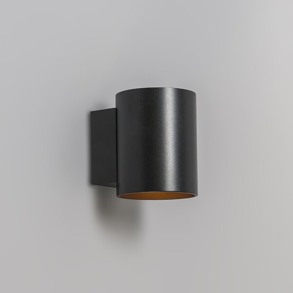 Nástenná lampa čierna so zlatým okrúhlym tvarom - Sola