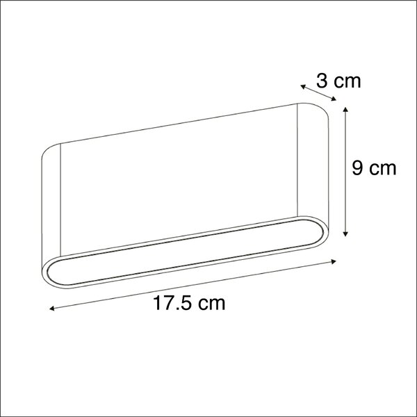 Vonkajšia nástenná lampa tmavošedá 17,5 cm vrátane LED IP65 - Batt