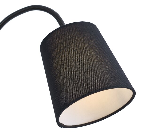 Klasická stojaca lampa čierna s čiernym tienidlom a lampou na čítanie - Retro