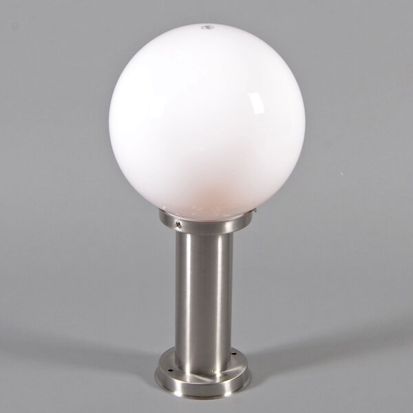 Vonkajšia lampa oceľ nerez 50 cm - Sfera so zemným hrotom a káblovou objímkou