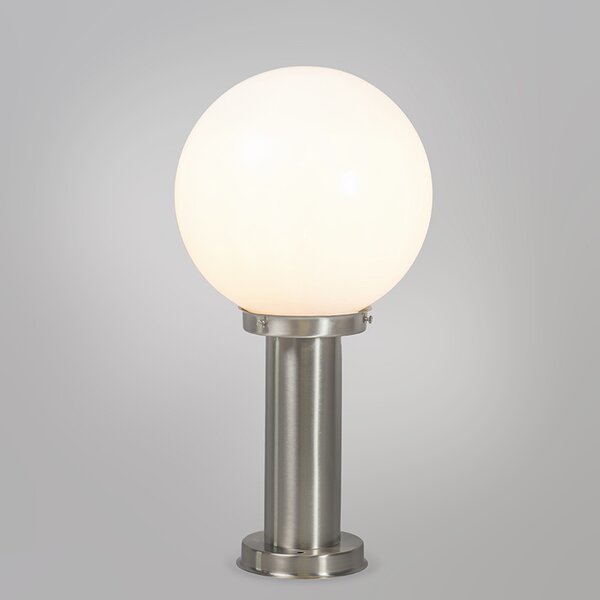 Vonkajšia lampa oceľ nerez 50 cm - Sfera so zemným hrotom a káblovou objímkou