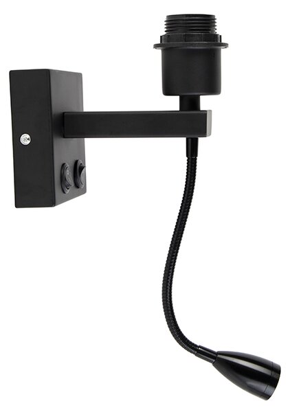 Moderná nástenná lampa čierna s flexibilným ramenom - Brescia Combi