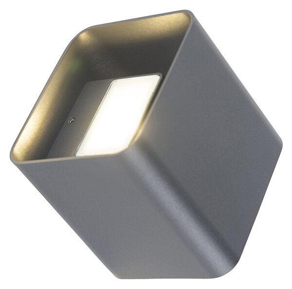 Moderná nástenná lampa tmavosivá vrátane LED IP54 štvorcová - Evi