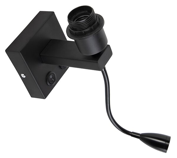 Moderná nástenná lampa čierna s flexibilným ramenom - Brescia Combi