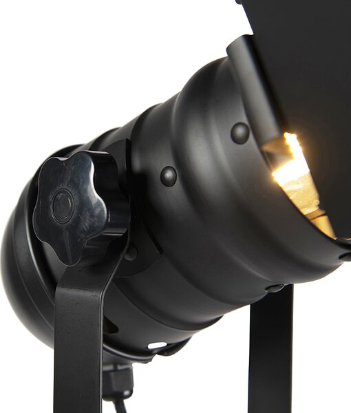 Priemyselná stojaca lampa čierna s nastaviteľným svetlom - Movie