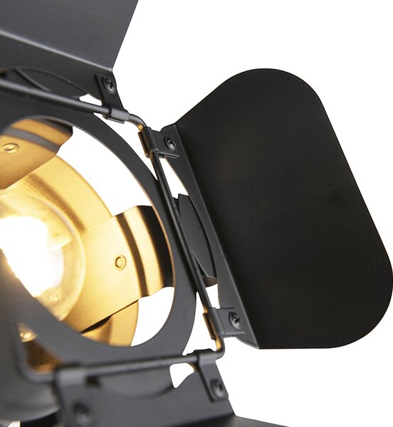 Priemyselná stojaca lampa čierna s nastaviteľným svetlom - Movie