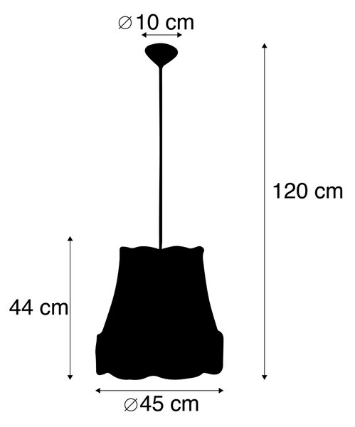 Retro závesné svietidlo čierne so sivou 45 cm - Granny