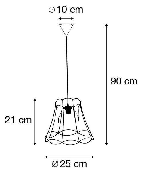 Retro závesné svietidlo čierne 25 cm - Granny Frame