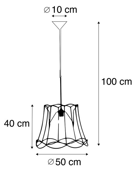Retro závesné svietidlo čierne 50 cm - Granny Frame