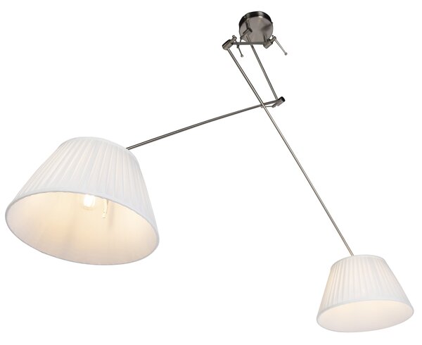 Oceľové závesné svietidlo s krémovými plisovanými tienidlami 35 cm 2-Lights - Blitz