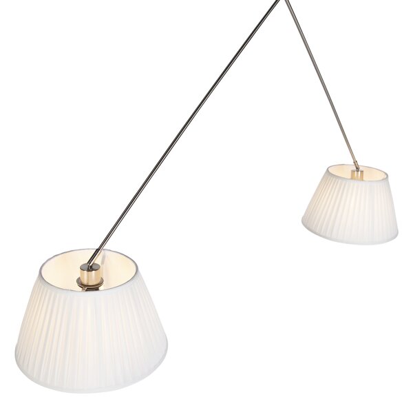 Oceľové závesné svietidlo s krémovými plisovanými tienidlami 35 cm 2-Lights - Blitz