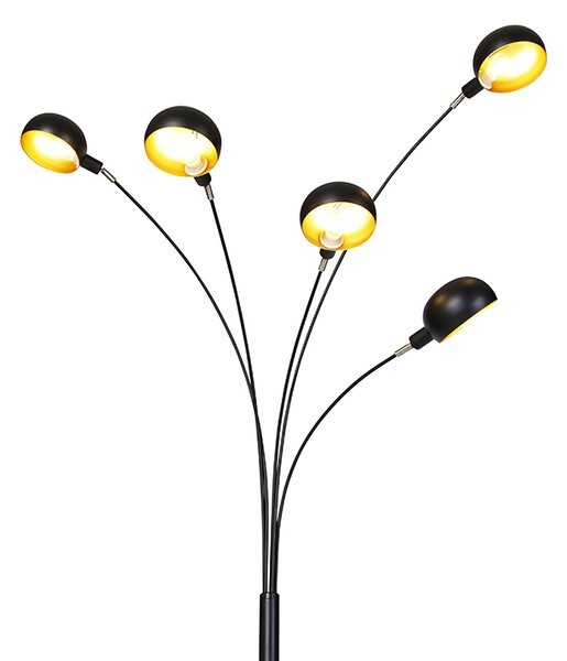 Dizajnová stojaca lampa čierna 5-svetlo - Sixties