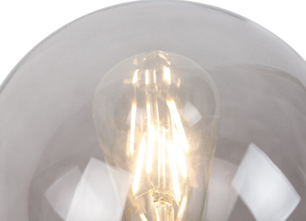 Art Deco stolná lampa mosadz s dymovým sklom - Pallon