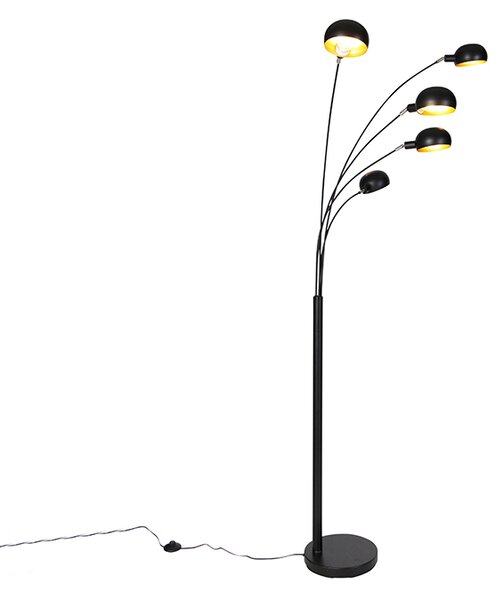 Dizajnová stojaca lampa čierna 5-svetlo - Sixties