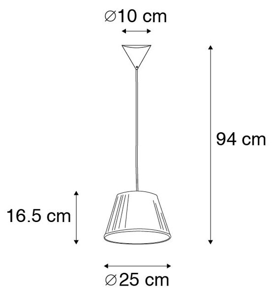 Retro závesné svietidlo krémové 25 cm - Plisse