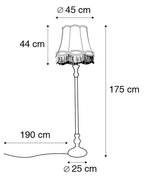 Stojaca lampa sivá s tienidlom Granny krémová - Classico