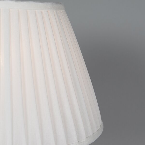 Retro stolná lampa mosadz s plisovaným tienidlom krémová 35 cm - Kaso