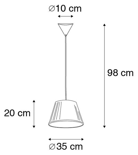 Retro závesné svietidlo biele 35 cm - Plisse