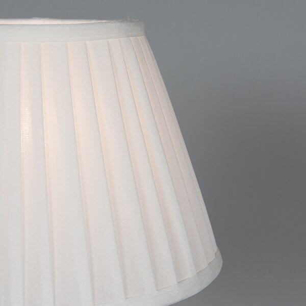 Retro stolná lampa mosadz s plisovaným tienidlom bielym 25 cm - Kaso