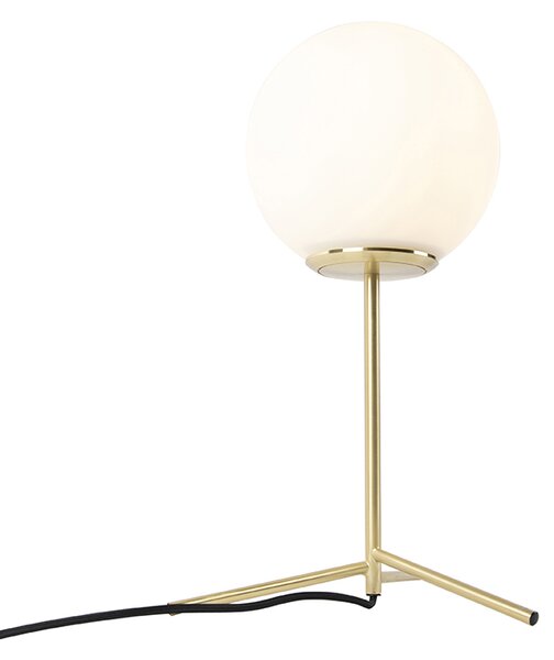 Stolná lampa v štýle Art Deco mosadz s opálovým sklom 45,5 cm - Pallon