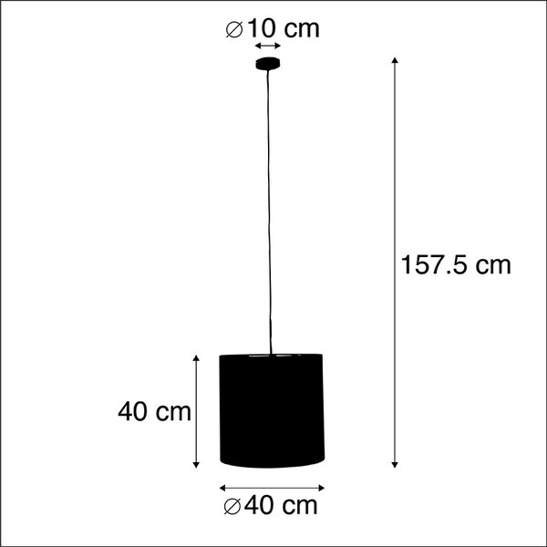 Závesné svietidlo s tienidlom z zamatu Peacock so zlatom 40 cm - Combi