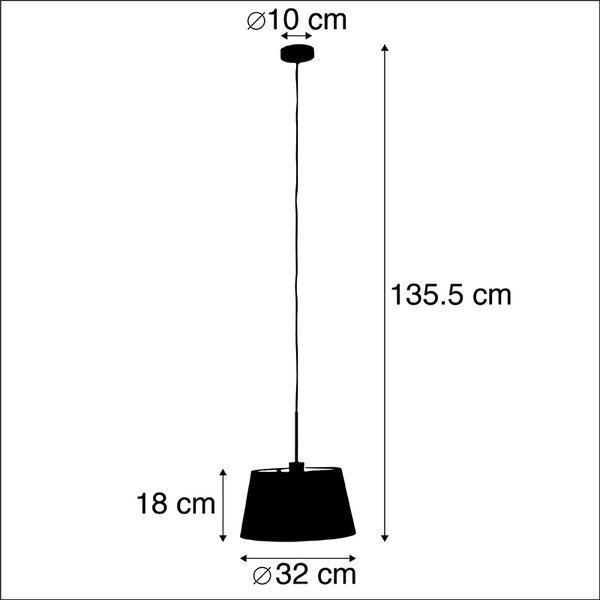 Závesné svietidlo s bavlneným tienidlom čierne a zlaté 32 cm - Combi