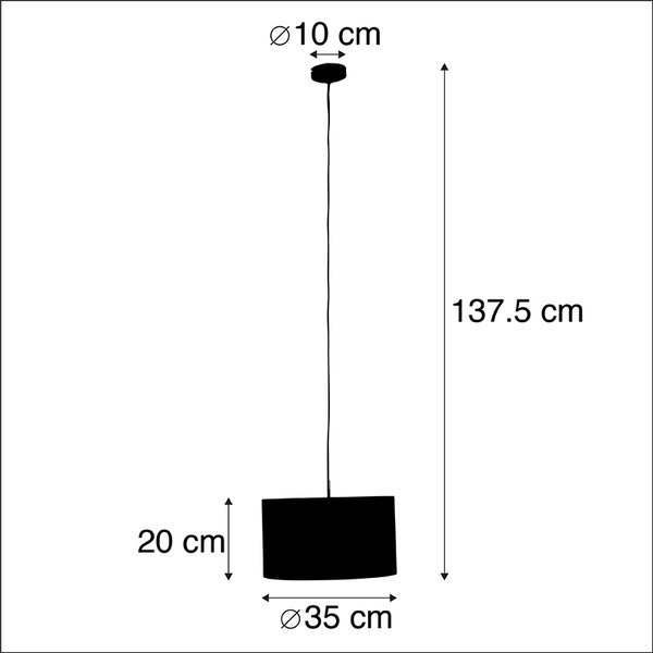 Závesné svietidlo s tienidlom z zamatu zelená so zlatom 35 cm - Combi