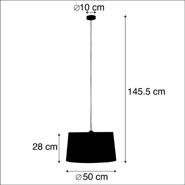 Závesné svietidlo s bavlneným tienidlom čiernej a zlatej farby 50 cm - Combi