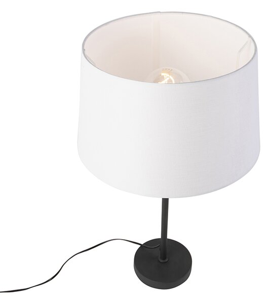 Stolná lampa čierna s bielym ľanovým tienidlom 35 cm nastaviteľná - Parte