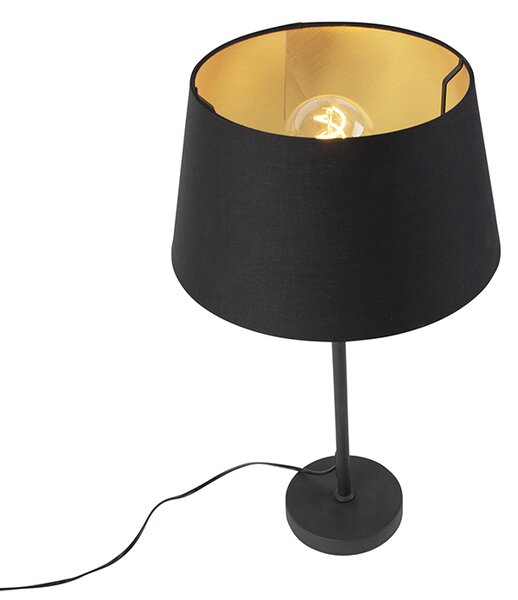 Stolná lampa čierna s tienidlom čiernym so zlatom 35 cm - Parte
