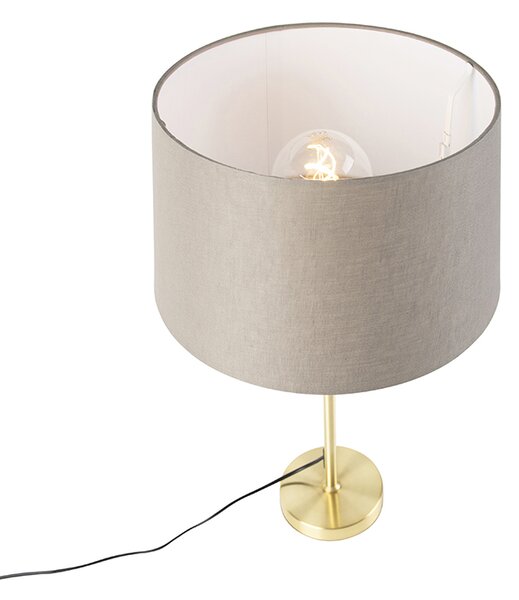 Stolná lampa zlatá/mosadzná s tienidlom z ľanu taupe 35 cm - Parte