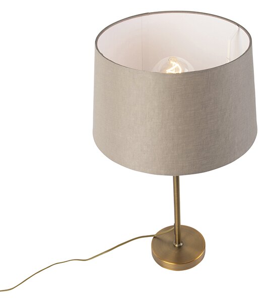 Stolná lampa bronzová s tienidlom z ľanu taupe 35 cm - Parte