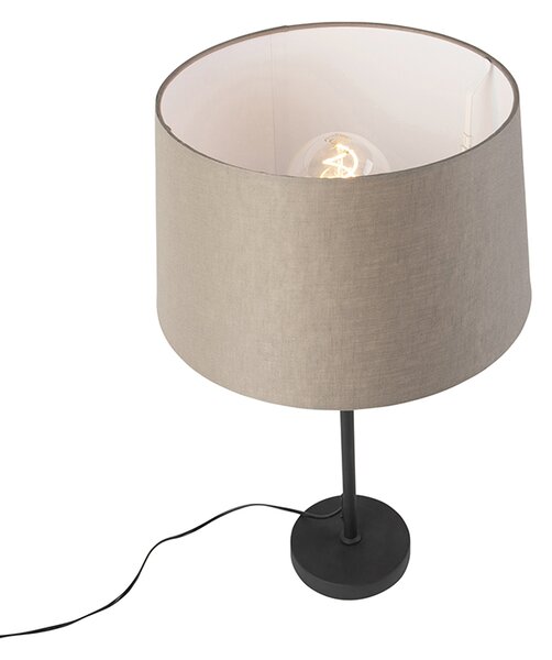 Stolná lampa čierna s tienidlom z ľanu taupe 35 cm nastaviteľná - Parte