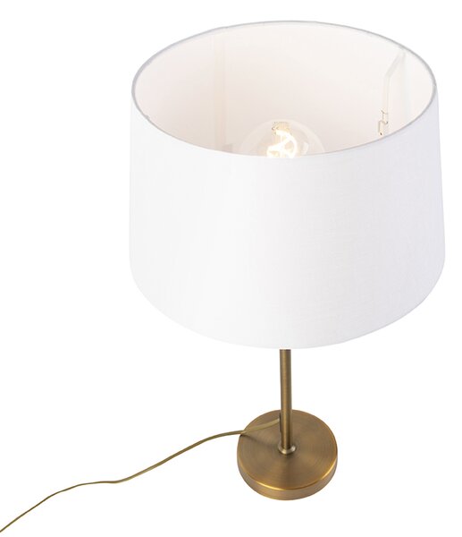 Stolná lampa bronzová s tienidlom z ľanu biela 35 cm - Parte
