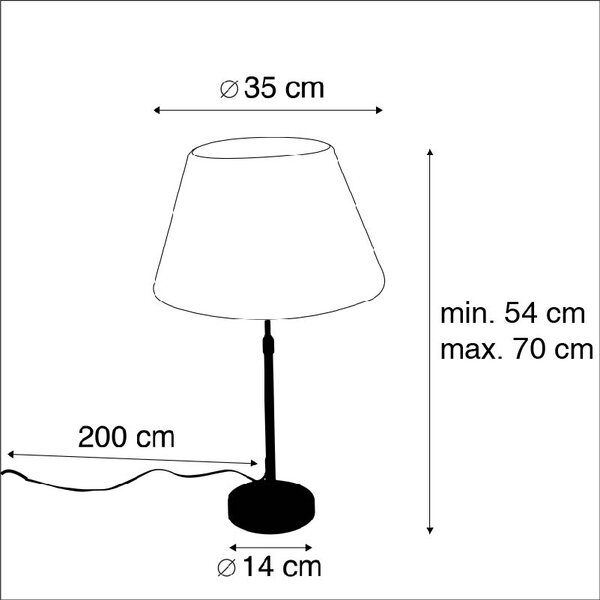 Stolná lampa bronzová s vrásneným tienidlom bielym 35 cm - Parte