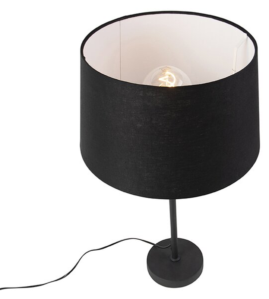 Stolná lampa čierna s ľanovým tienidlom čiernym 35 cm nastaviteľná - Parte