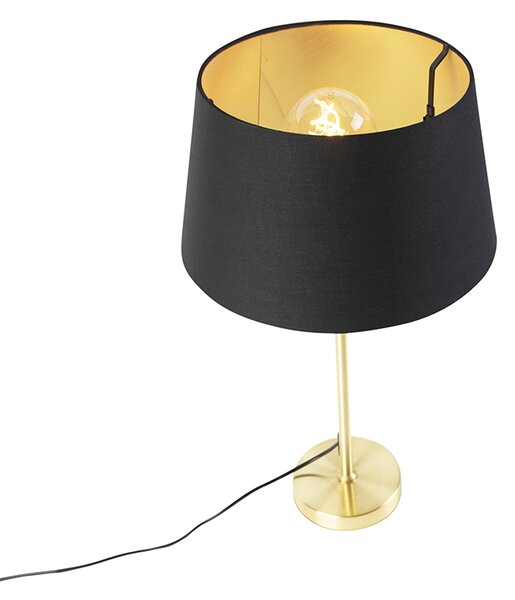 Stolná lampa zlatá/mosadzná s tienidlom čiernym so zlatom 32 cm - Parte