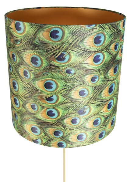 Stojaca lampa zlatá/mosadzná s tienidlom z velúru Peacock 40/40 cm - Parte