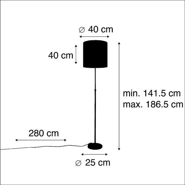 Stojaca lampa zlatá/mosadzná s tienidlom z velúru Peacock 40/40 cm - Parte