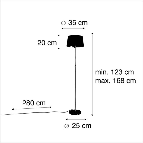 Stojaca lampa zlatá/mosadzná s čiernym tienidlom 35 cm nastaviteľná - Parte