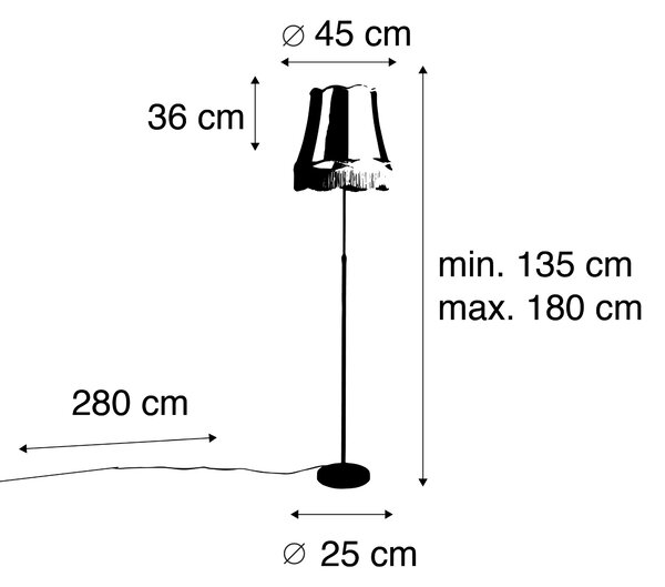 Stojaca lampa bronzová s tienidlom Granny krémová 45 cm nastaviteľná - Parte