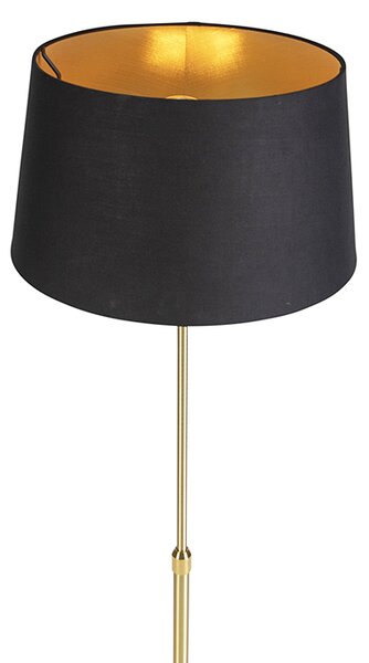 Stojaca lampa zlatá/mosadzná s čiernym tienidlom 35 cm nastaviteľná - Parte