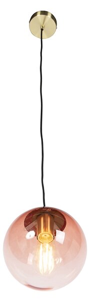 Závesné svietidlo v štýle Art Deco mosadz s ružovým sklom 20 cm - Pallon