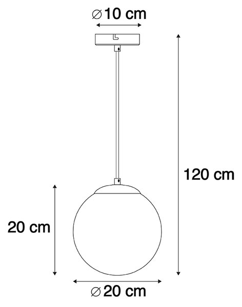 Závesné svietidlo v štýle Art Deco mosadz s ružovým sklom 20 cm - Pallon