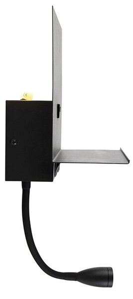 Moderná nástenná lampa čierna s USB a flexibilným ramenom - Flero