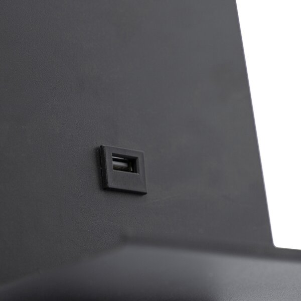 Moderná nástenná lampa čierna s USB a flexibilným ramenom - Flero